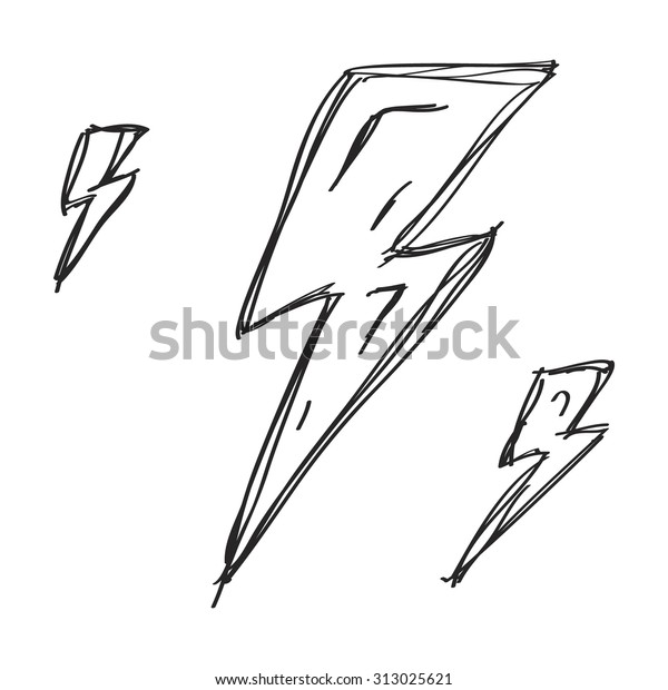 Simple Hand Drawn Doodle Lightning Bolt Arkivvektor (royaltyfri