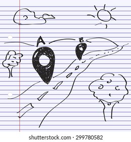 Simple hand drawn doodle of a location