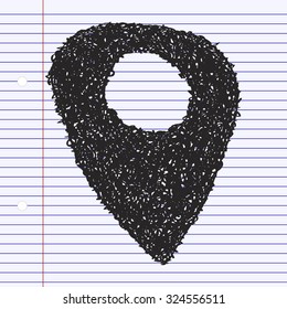 Simple hand drawn doodle of a location marker