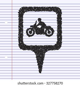 Simple hand drawn doodle of a location tag