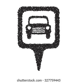 Simple hand drawn doodle of a location tag