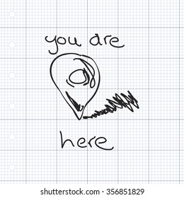 Simple hand drawn doodle of a location pointer