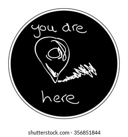 Simple hand drawn doodle of a location pointer