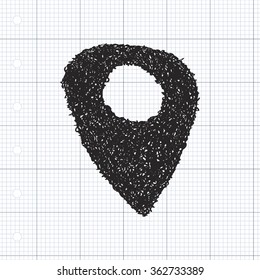 Simple hand drawn doodle of a location marker