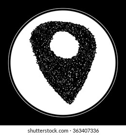 Simple hand drawn doodle of a location marker