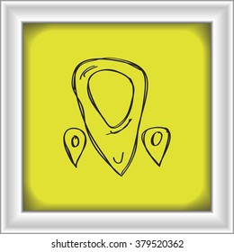 Simple hand drawn doodle of a location pin