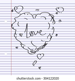 Simple hand drawn doodle of a love thought bubble