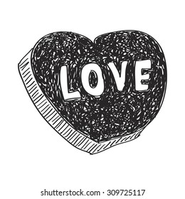 Simple hand drawn doodle of a love heart