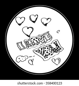 Simple hand drawn doodle of I Love You