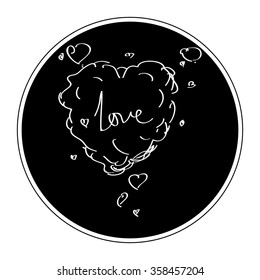 Simple hand drawn doodle of a love thought bubble