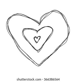 Simple hand drawn doodle of a love heart