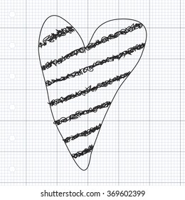 Simple hand drawn doodle of a love heart