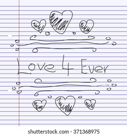 Simple hand drawn doodle of a love heart design