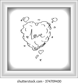 Simple hand drawn doodle of a love thought bubble