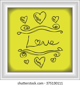 Simple hand drawn doodle of a love heart design