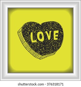 Simple hand drawn doodle of a love heart
