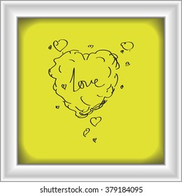 Simple hand drawn doodle of a love thought bubble