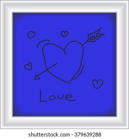 Simple hand drawn doodle of a love heart