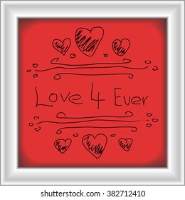Simple hand drawn doodle of a love heart design