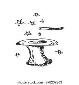 Simple hand drawn doodle of a magic hat