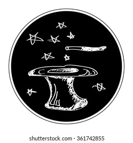 Simple hand drawn doodle of a magic hat