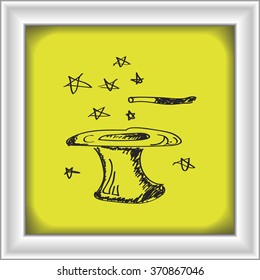 Simple hand drawn doodle of a magic hat