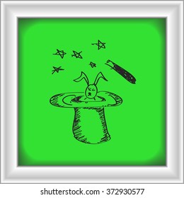 Simple hand drawn doodle of a magic hat