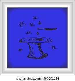 Simple hand drawn doodle of a magic hat