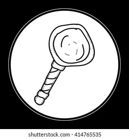 Simple hand drawn doodle of a magnifying glass