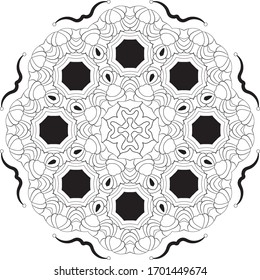 Simple hand drawn doodle Mandala for coloring  book page for adults