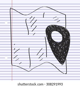 Simple hand drawn doodle of a map