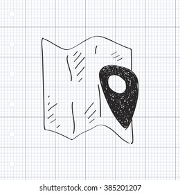 Simple hand drawn doodle of a map