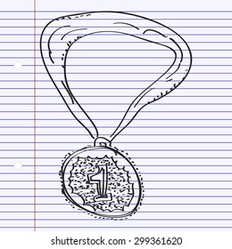 Simple hand drawn doodle of a medal