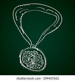 Simple hand drawn doodle of a medal