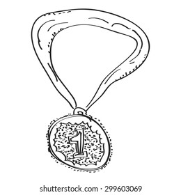 Simple hand drawn doodle of a medal