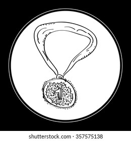 Simple hand drawn doodle of a medal