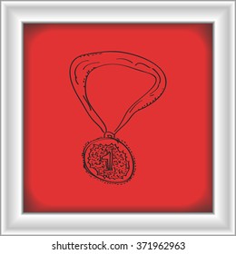 Simple hand drawn doodle of a medal