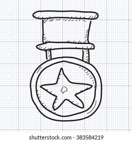 Simple hand drawn doodle of a medal