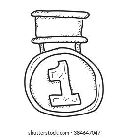 Simple hand drawn doodle of a medal