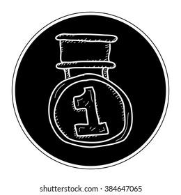 Simple hand drawn doodle of a medal