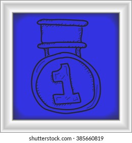 Simple hand drawn doodle of a medal