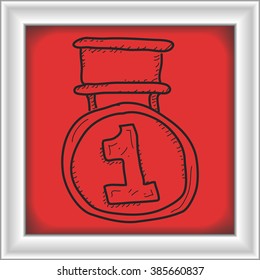 Simple hand drawn doodle of a medal