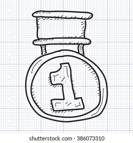 Simple hand drawn doodle of a medal