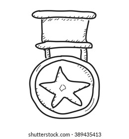Simple hand drawn doodle of a medal