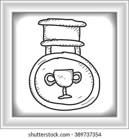 Simple hand drawn doodle of a medal