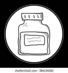 Simple hand drawn doodle of a medicine bottle