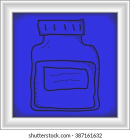 Simple hand drawn doodle of a medicine bottle