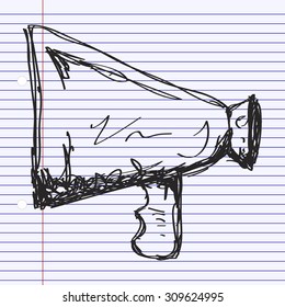 Simple hand drawn doodle of a megaphone