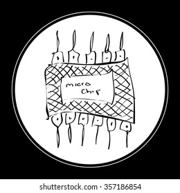 Simple hand drawn doodle of a microchip