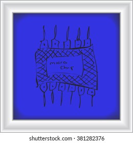 Simple hand drawn doodle of a microchip